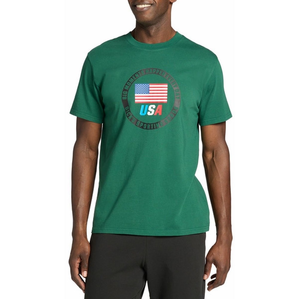DSG Mens Olympic Tee Green USA Flag Graphic T-Shirt Cotton Large NWT